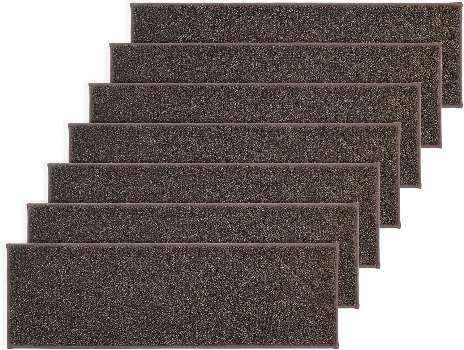 BEQHAUSE Stair Treads Non Slip Stair Runners Step Carpet Mat for Wooden Steps Indoor Machine Washable 28inX9in Edging Polyester Soft Stair Rugs for Kids Elders Pets with TPE Backing(Brown,7pcs)