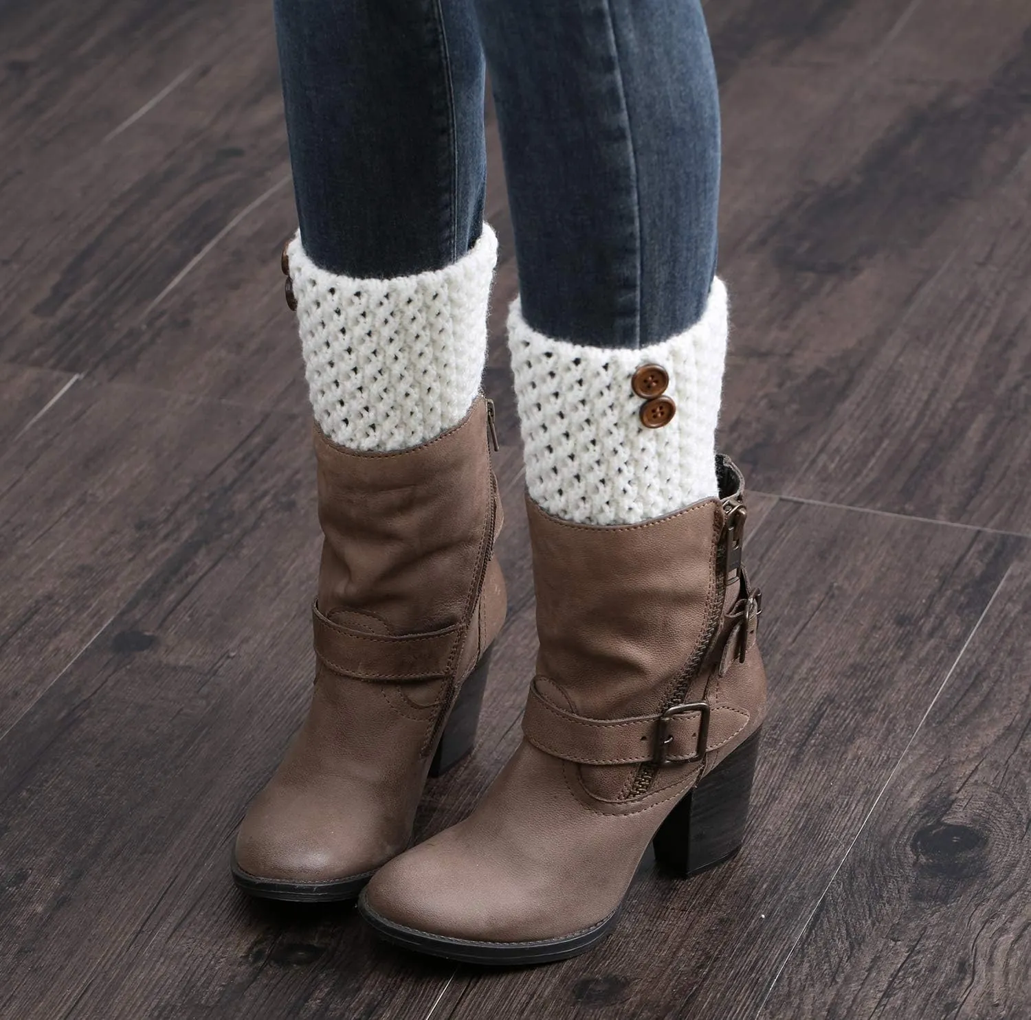 Bestjybt 3 Pairs Womens Short Boots Socks Crochet Knitted Boot Cuffs Leg Warmers Socks