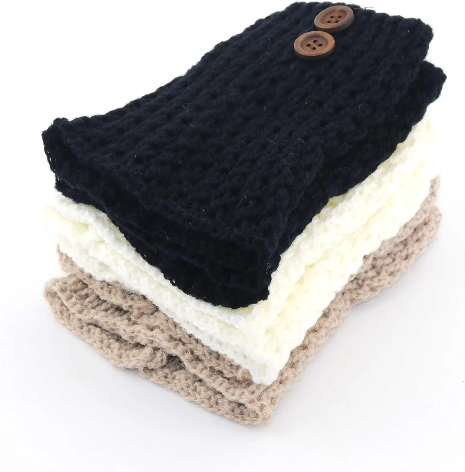 Bestjybt 3 Pairs Womens Short Boots Socks Crochet Knitted Boot Cuffs Leg Warmers Socks