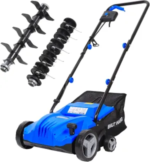 BILT HARD Dethatcher Scarifier Electric Powered, 12 Amp Copper Motor 13 inch Raking Width, 8 gal Thatch Bag, 2 in 1 Walk Behind Thatch Removing Machine for Lawn