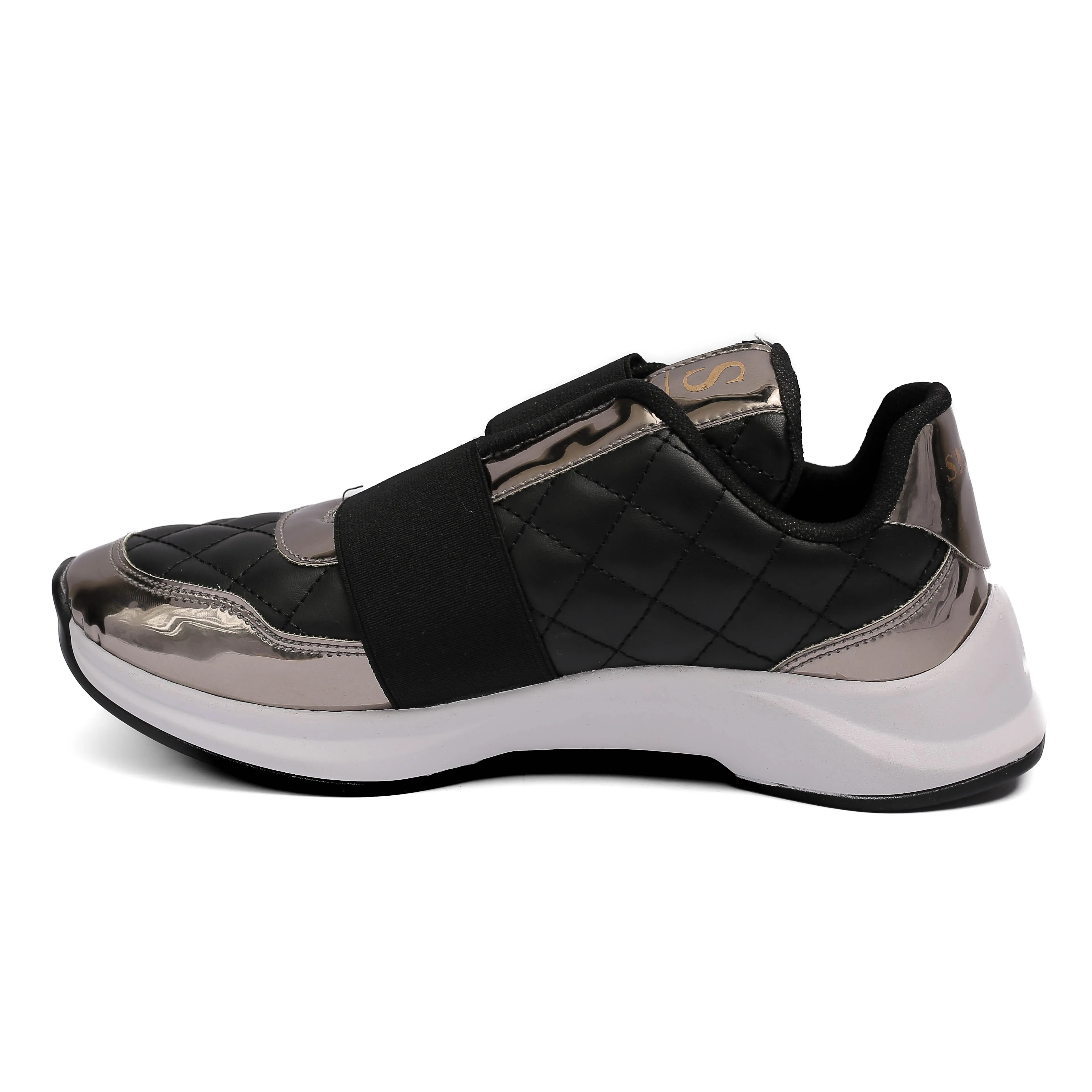 Black Quilted Slip-On Sneakers