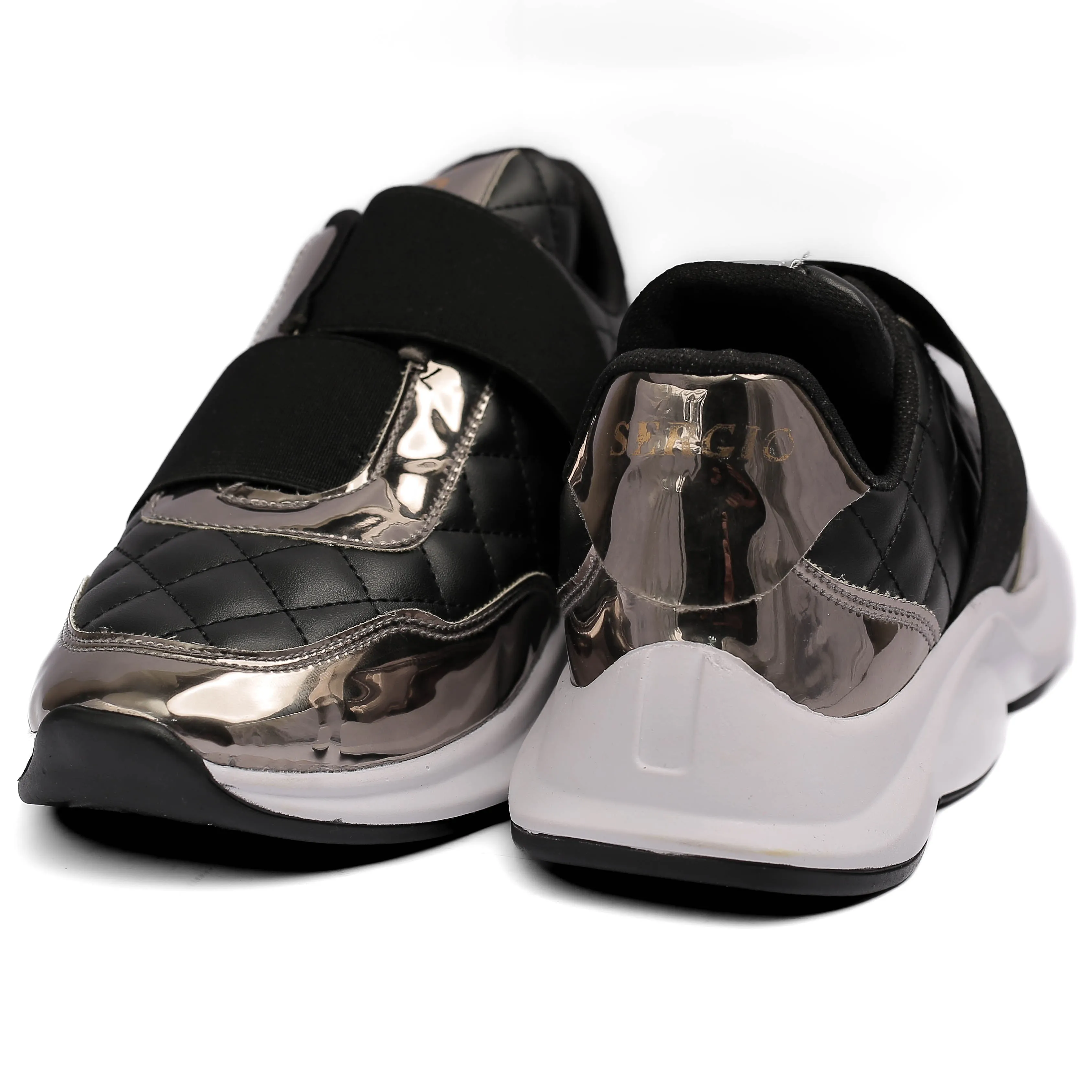 Black Quilted Slip-On Sneakers