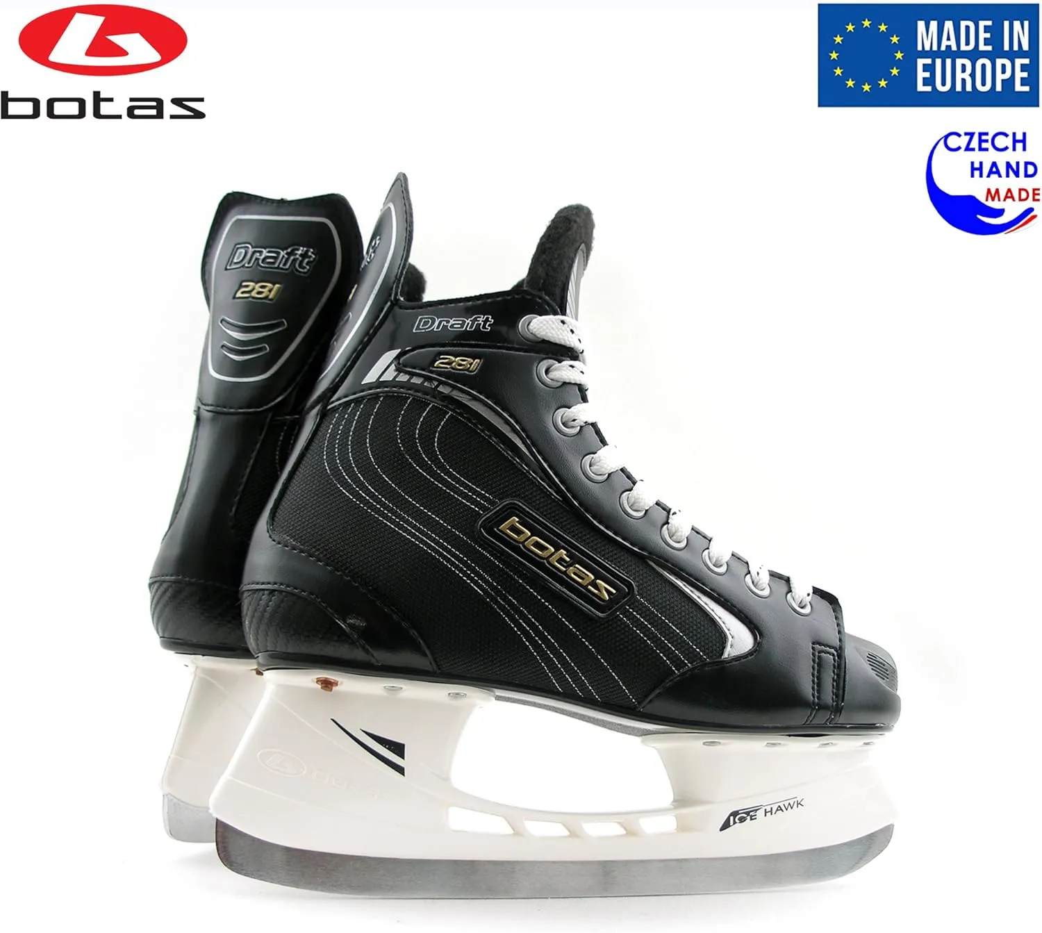 Botas - Draft/Attack Men's Ice Hockey Skates | Made in Europe (Czech Republic) | Color: Black