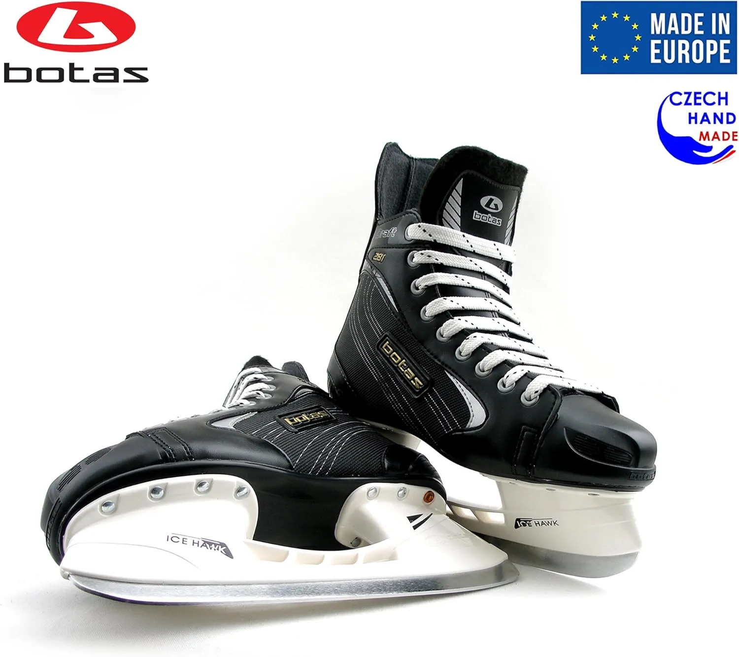 Botas - Draft/Attack Men's Ice Hockey Skates | Made in Europe (Czech Republic) | Color: Black