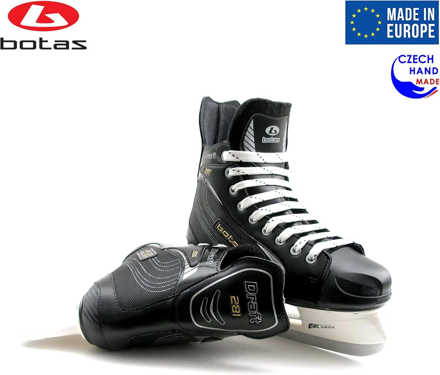 Botas - Draft/Attack Men's Ice Hockey Skates | Made in Europe (Czech Republic) | Color: Black