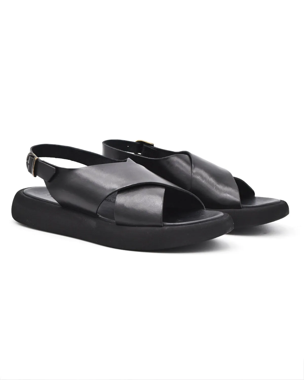 Brador Wrap Platform Sandal in Nero
