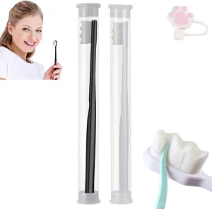 BREVI Nordic-Inspired Premium Nano Toothbrush, Extra Soft Toothbrush with 20000 Soft Bristles, Ultra-fine Soft Toothbrush for Sensitive Gums and Teeth (2PCSblack White-Wave)