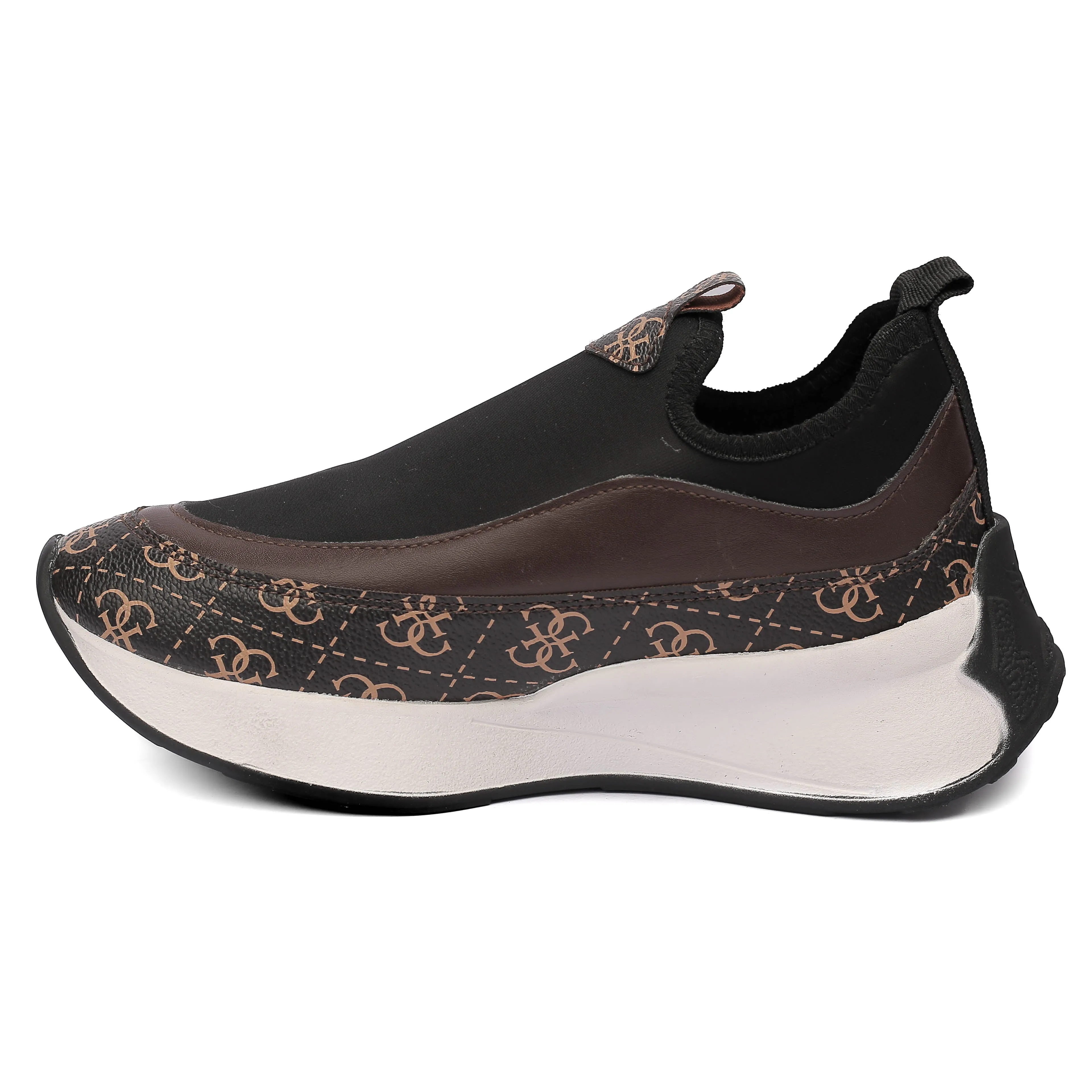 Brown Printed Slip-On Sneakers