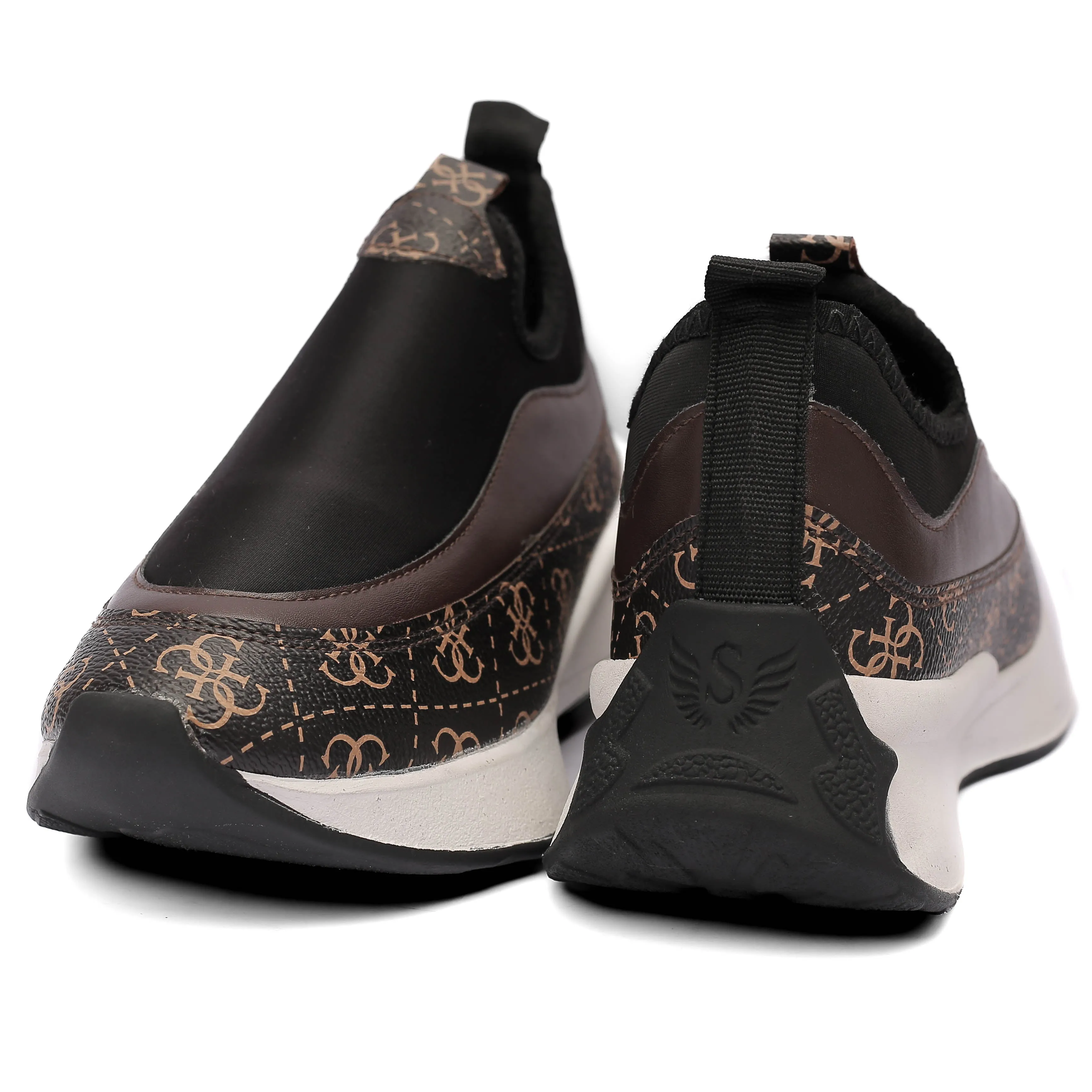 Brown Printed Slip-On Sneakers