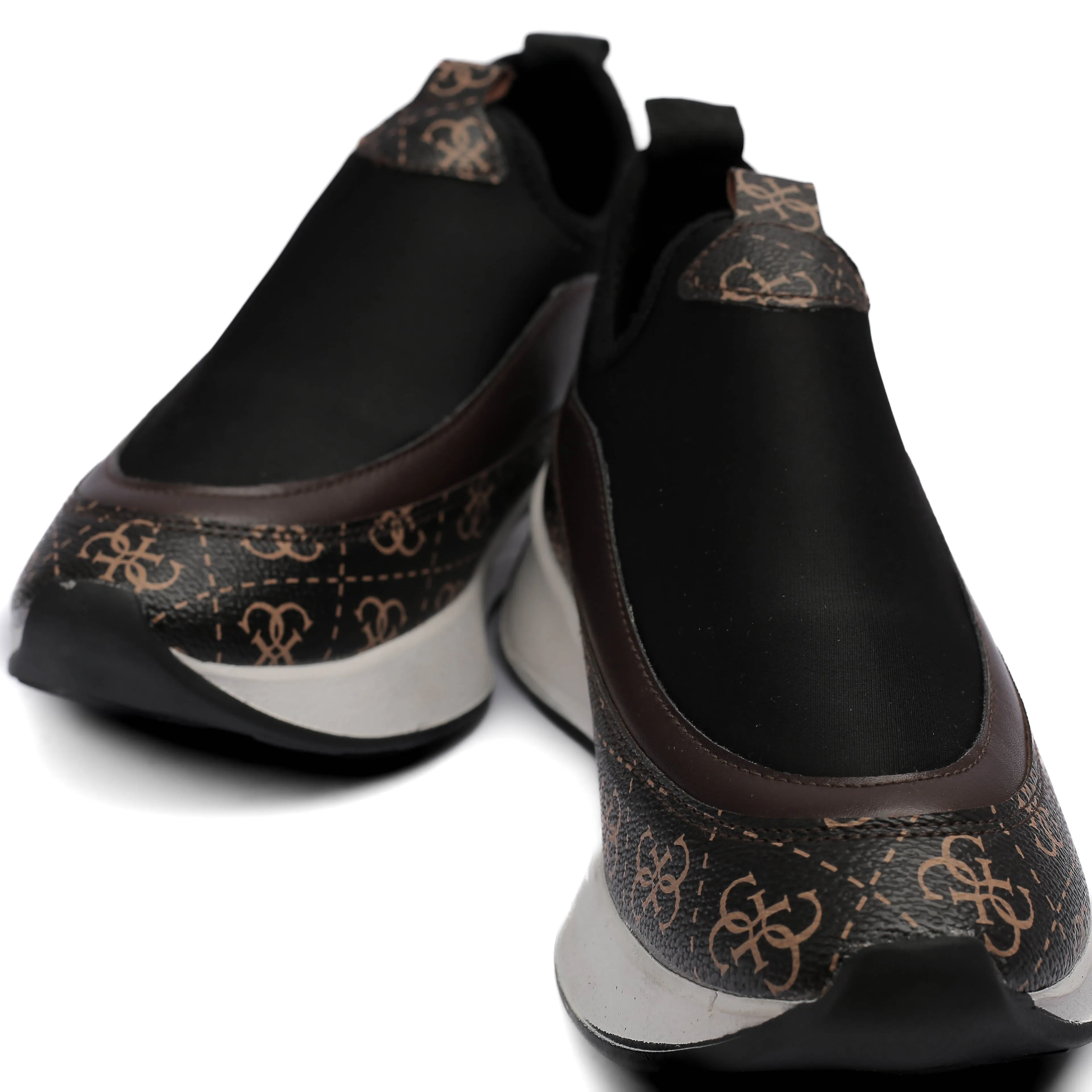 Brown Printed Slip-On Sneakers