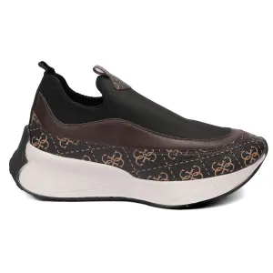 Brown Printed Slip-On Sneakers