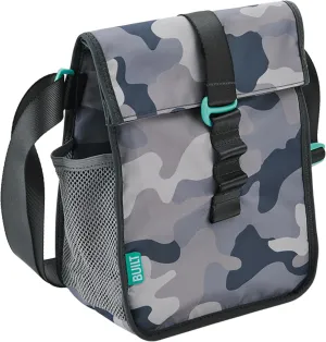 BUILT Crosstown Water-resistant Polyester Lunch Bag, Lightweight Insulated and Reusable with Adjustable Strap, Concrete Gray Camo