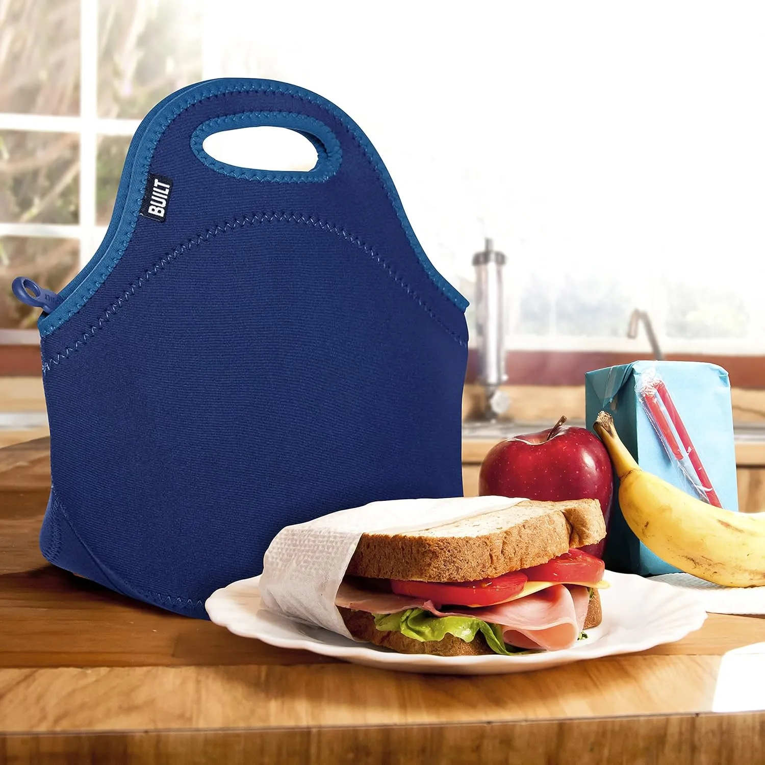 Built Gourmet Getaway Neoprene Lunch Bag - Insulated, Reusable, & Machine-Washable Lunch Tote for Hot and Cold Food Storage, Lightweight & Reusable - One Size (Celestial Blue)