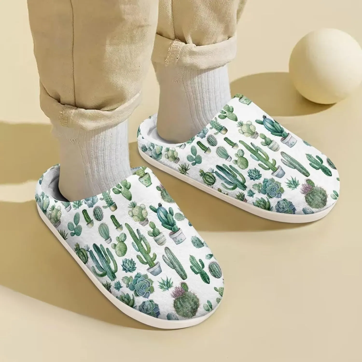 Cactus Slippers for Kids Girls Boys Slippers Soft Plush Slippers Slip-on Fuzzy House Slippers Indoor Outdoor