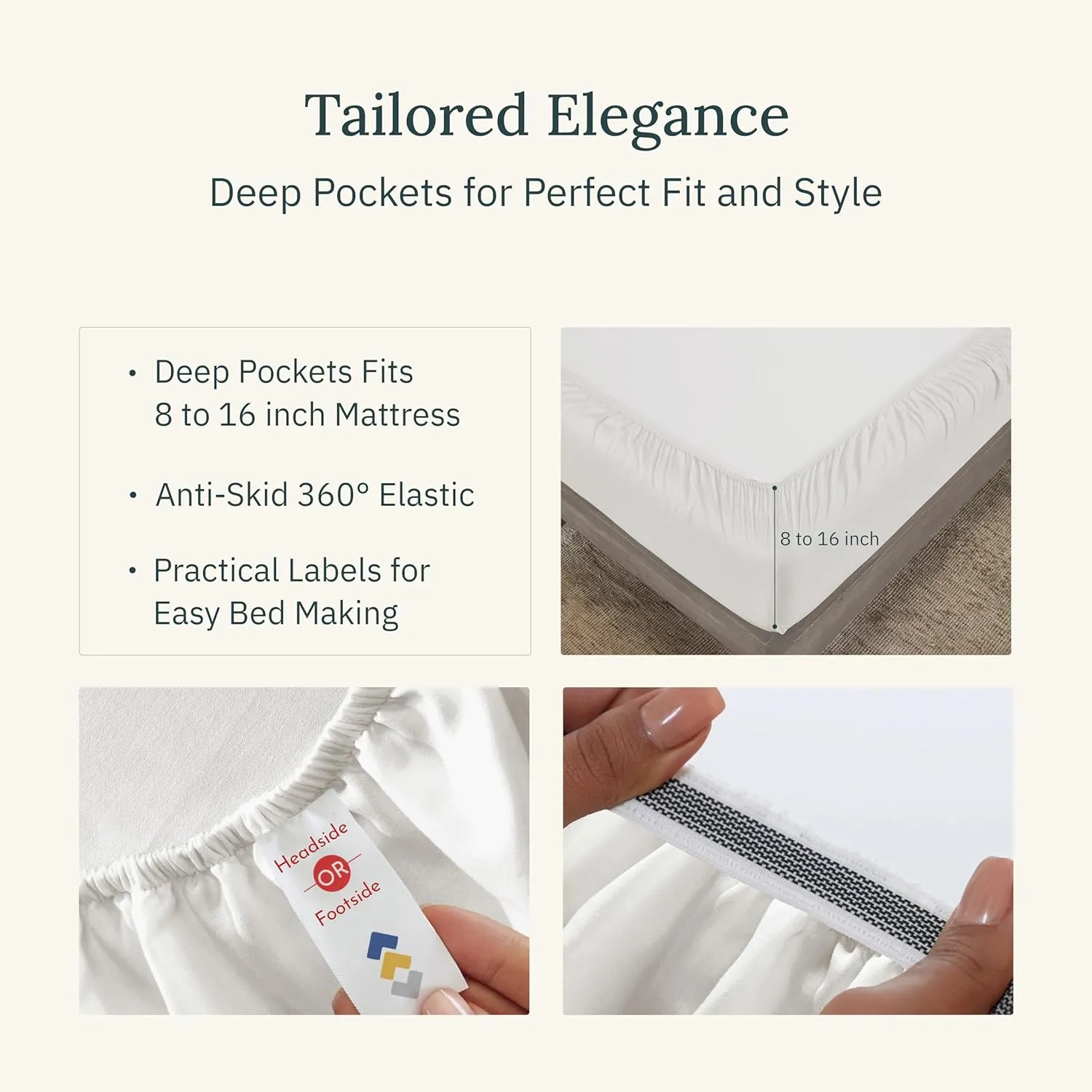 California Design Den Certified Luxury 100% Egyptian Cotton Bed Sheets Queen Size, Deep Pocket Bed Sheets Set, Sateen Cooling Sheets for Hot Sleepers, Ivory Sheet Set Queen