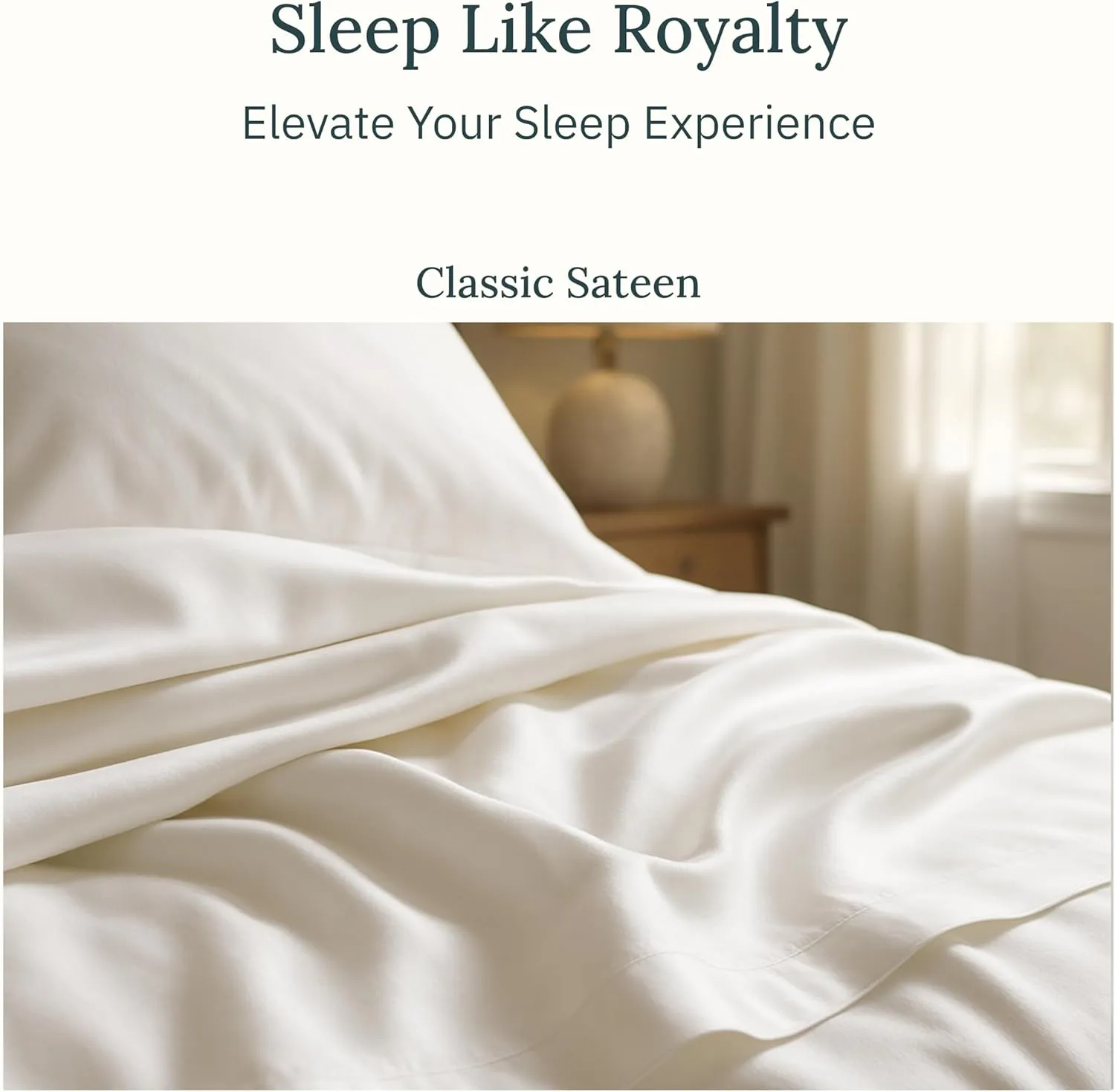 California Design Den Certified Luxury 100% Egyptian Cotton Bed Sheets Queen Size, Deep Pocket Bed Sheets Set, Sateen Cooling Sheets for Hot Sleepers, Ivory Sheet Set Queen