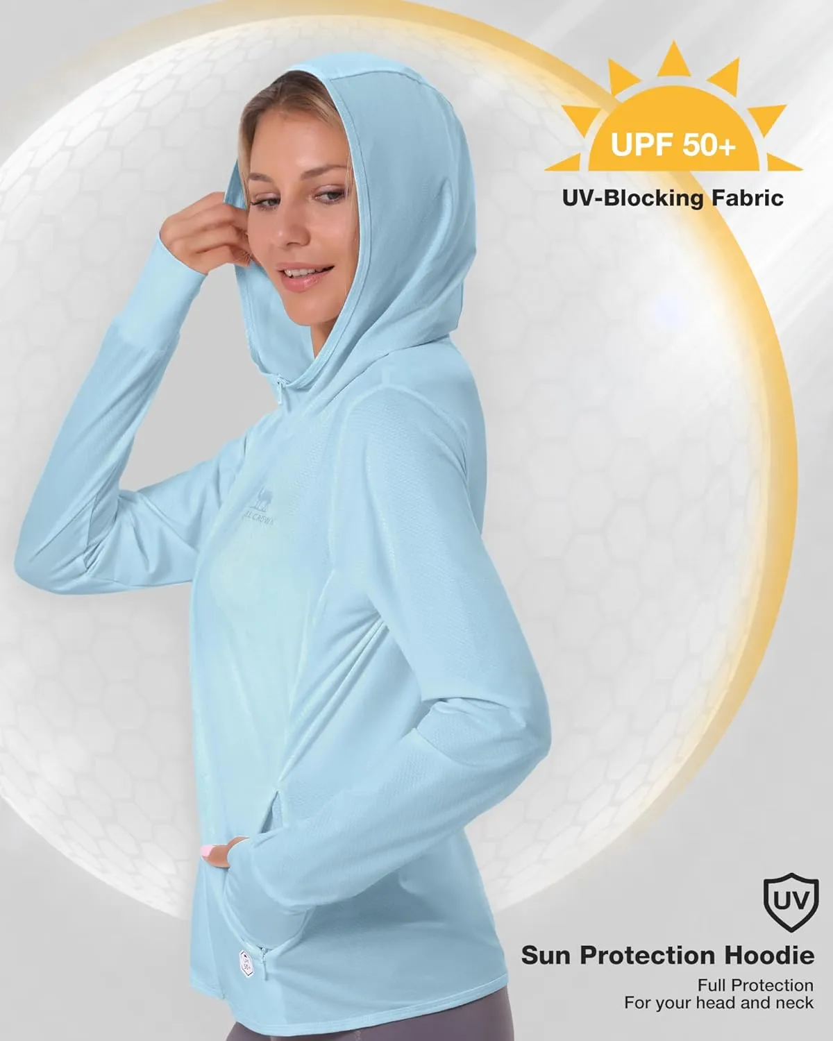 CAMELSPORTS Women UPF 50  Athletic Jacket Sun Protection Long Sleeve Hiking Shirts Lightweight Outdoor Hoodie with Pocket