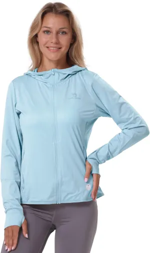 CAMELSPORTS Women UPF 50  Athletic Jacket Sun Protection Long Sleeve Hiking Shirts Lightweight Outdoor Hoodie with Pocket
