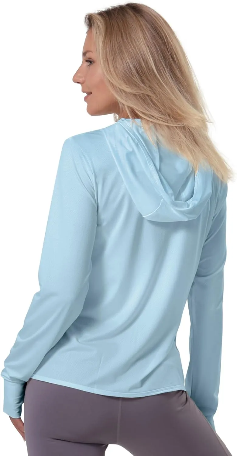 CAMELSPORTS Women UPF 50  Athletic Jacket Sun Protection Long Sleeve Hiking Shirts Lightweight Outdoor Hoodie with Pocket