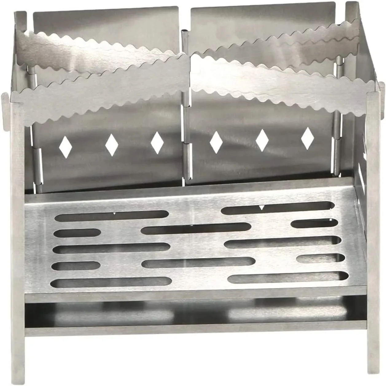 Camping Stove Outdoor Wood Burning Camp Stove Potable Folding Stainless Steel Backpacking Stove Camp Stoves (Color : Silver Size : One Size) (Silver One Size)