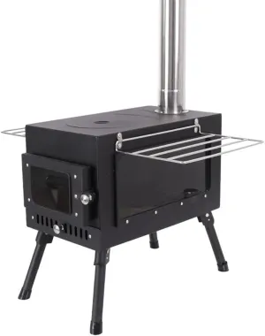 Camping Wood Stove, Tent Burning Portable Stove with Chimney Pipes, Foldable Stove/B