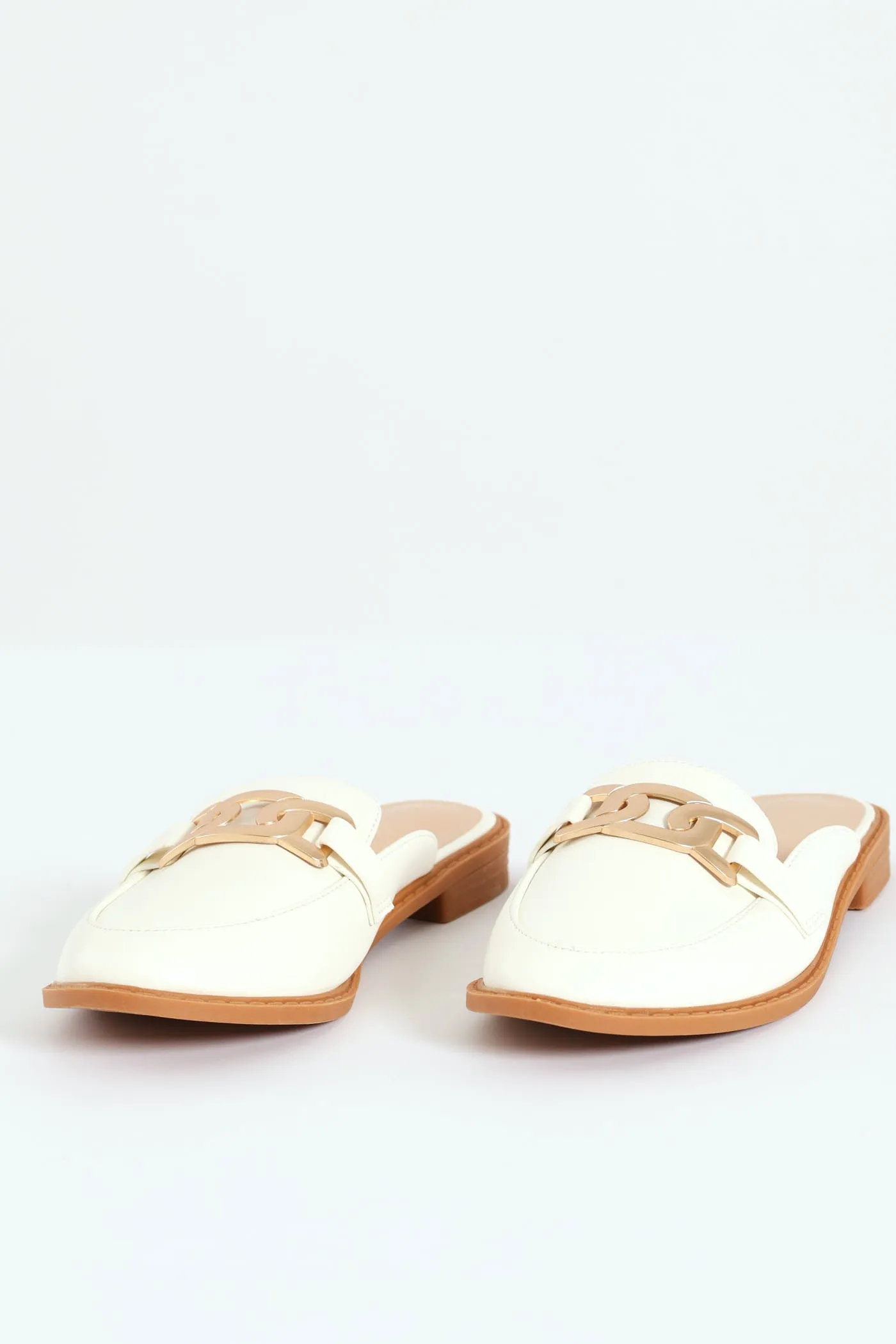 Chain Trim Push In Loafer - White