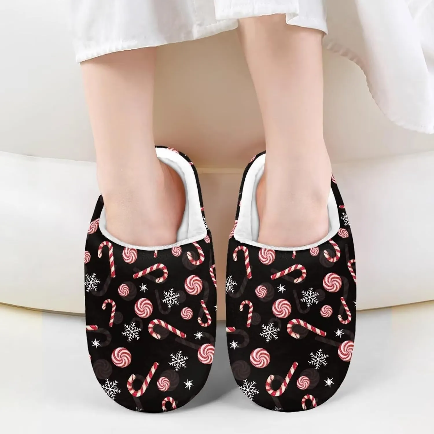 Christmas Kids Fuzzy Warm House Slippers for Girls Non Slip Rubber Sole Home Slippers for Toddlers Size 9-15