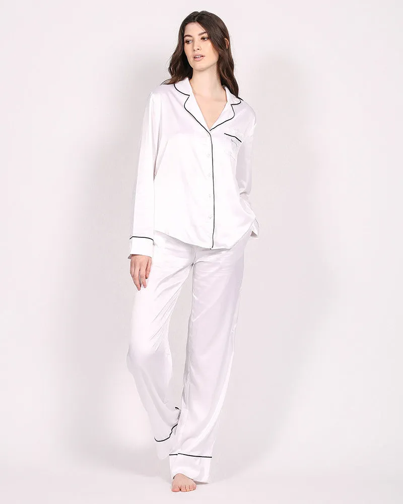 Classic Silken Sleep Set in White