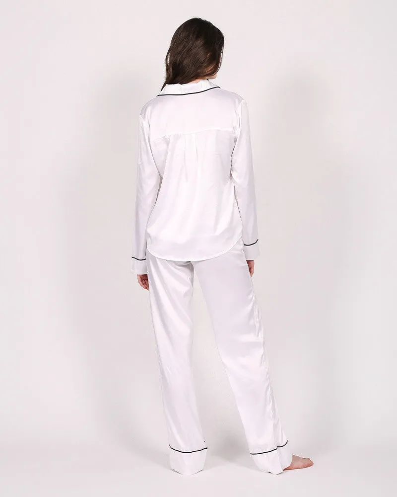 Classic Silken Sleep Set in White