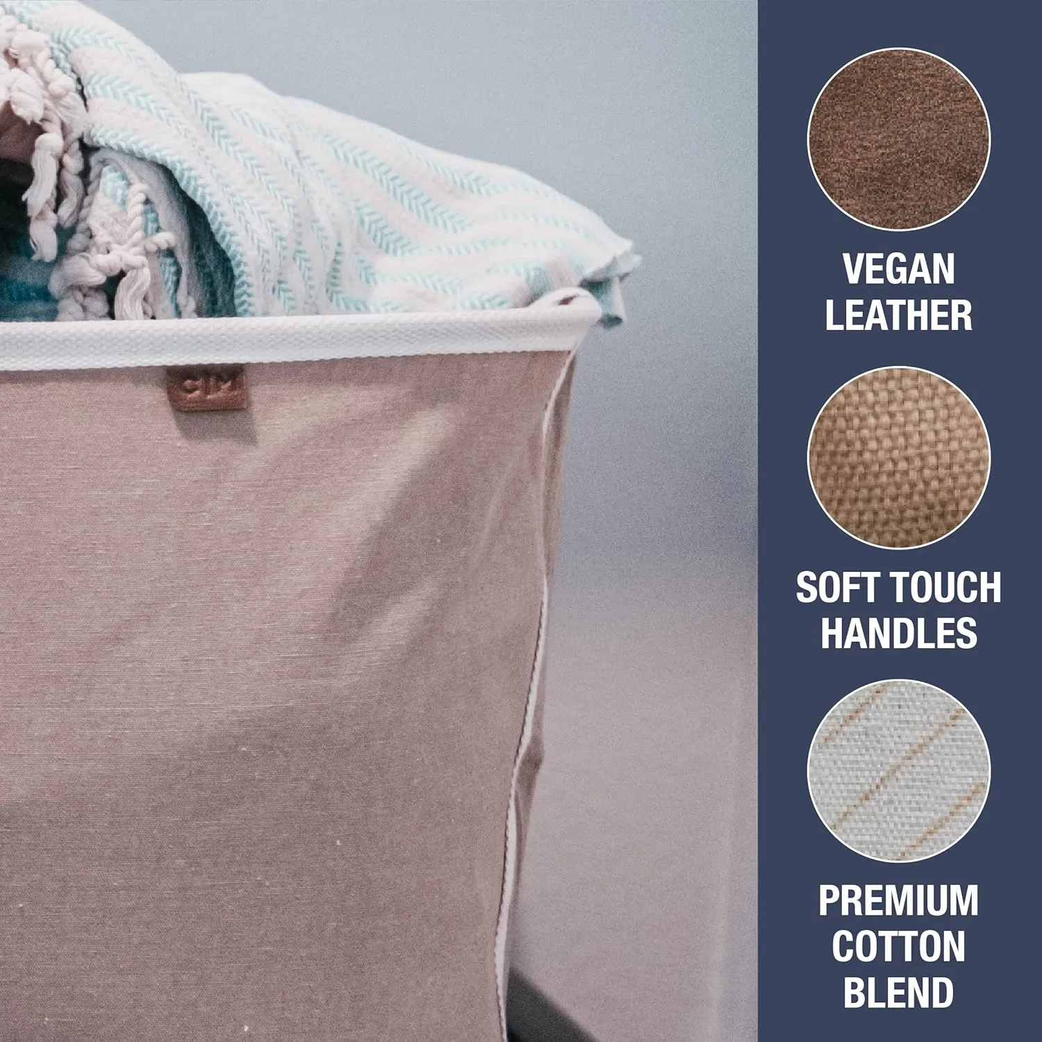 CleverMade Collapsible Laundry Basket Hamper - LUXE Mocha 2-Pack 60L - Space Saving Storage Organizer with Handles Foldable Home Organization