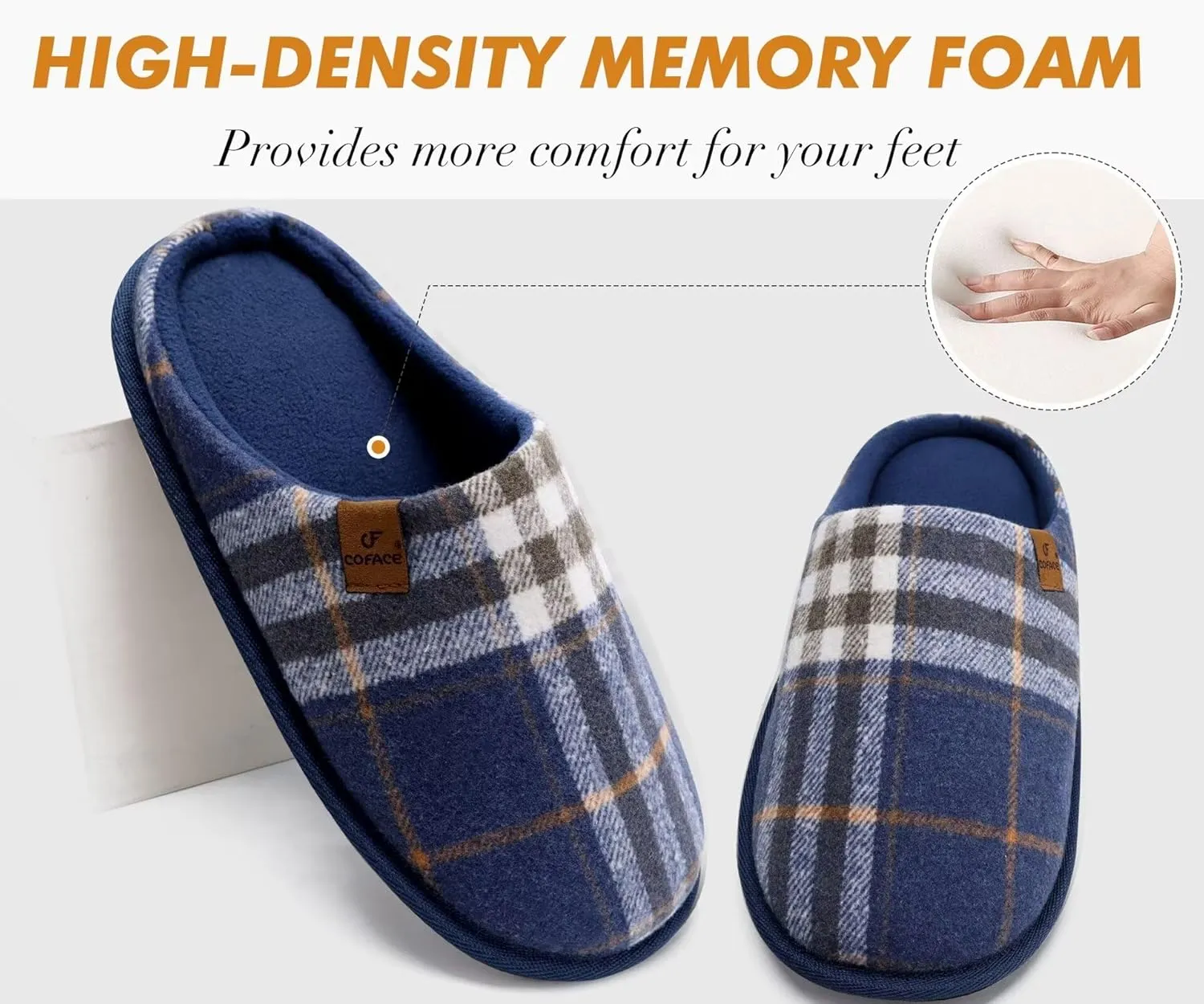 COFACE Unisex Mens Womens Cozy Memory Foam Scuff Slippers Casual Slip On Warm House Shoes Indoor/Outdoor Felt Sandal Slippers With Arch Support Rubber Sole Size 4-15