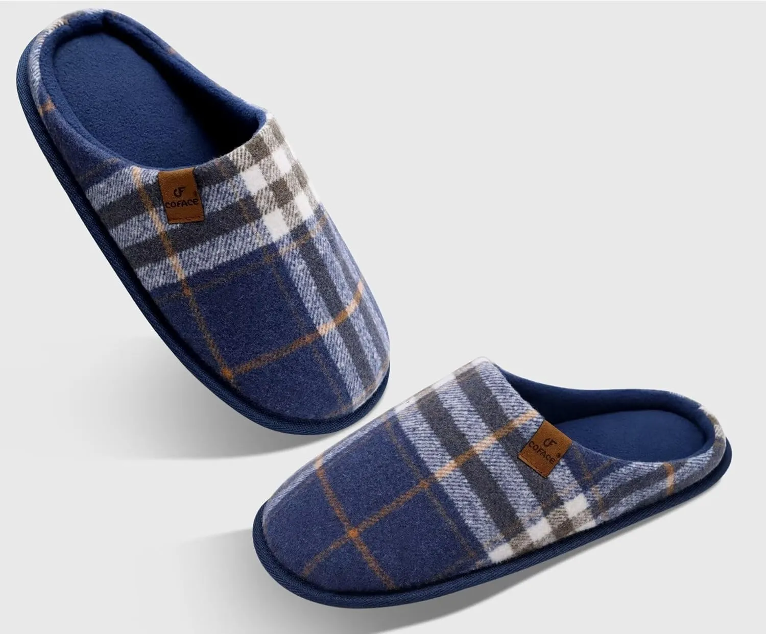 COFACE Unisex Mens Womens Cozy Memory Foam Scuff Slippers Casual Slip On Warm House Shoes Indoor/Outdoor Felt Sandal Slippers With Arch Support Rubber Sole Size 4-15