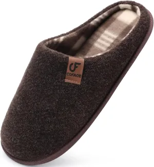 COFACE Unisex Mens Womens Cozy Memory Foam Scuff Slippers Casual Slip On Warm House Shoes Indoor/Outdoor Felt Sandal Slippers With Arch Support Rubber Sole Size 4-15