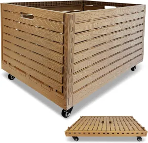 Collapsible Rolling Crate on Wheels, 440lbs Capacity Foldable Storage Bins Heavy Duty Plastic Furniture Moving Dolly Cart for Travel Shopping Luggage Office Use with Removable 360° Rotation Wheels