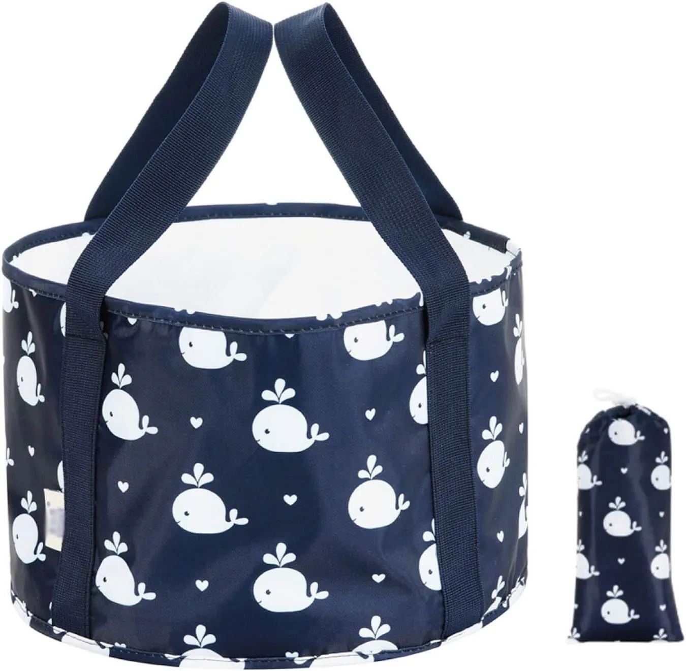 Collapsible wash Basin 12L Waterproof Water Bags Folding Bucket Portable Outdoor Foldable Bucket Water Container Collapsible Fish Washbasin Bucket(Navy Blue)