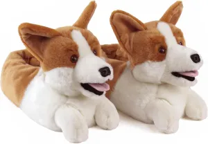 Corgi Slippers for Women and Men - Fuzzy Plush Dog Slippers for Adults