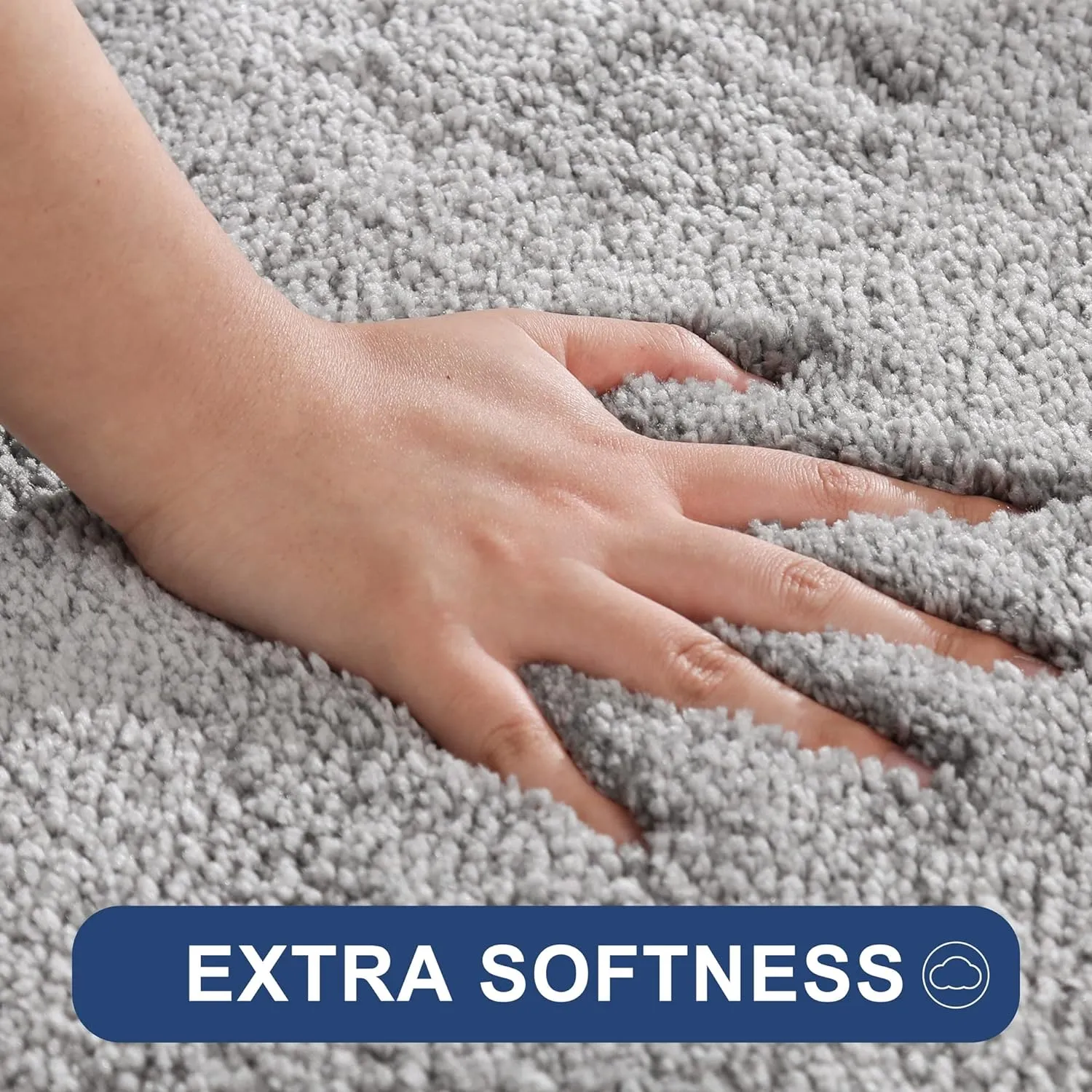 COSY HOMEER Bath Rugs for Bathroom Extra Thick - Anti-Slip Bath Mats Soft Plush Yarn Shaggy 100% Strong Mirco Polyeste Mat Living Room Bedroom Mat Floor Water Absorbent(Grey,20x32 - Inches)