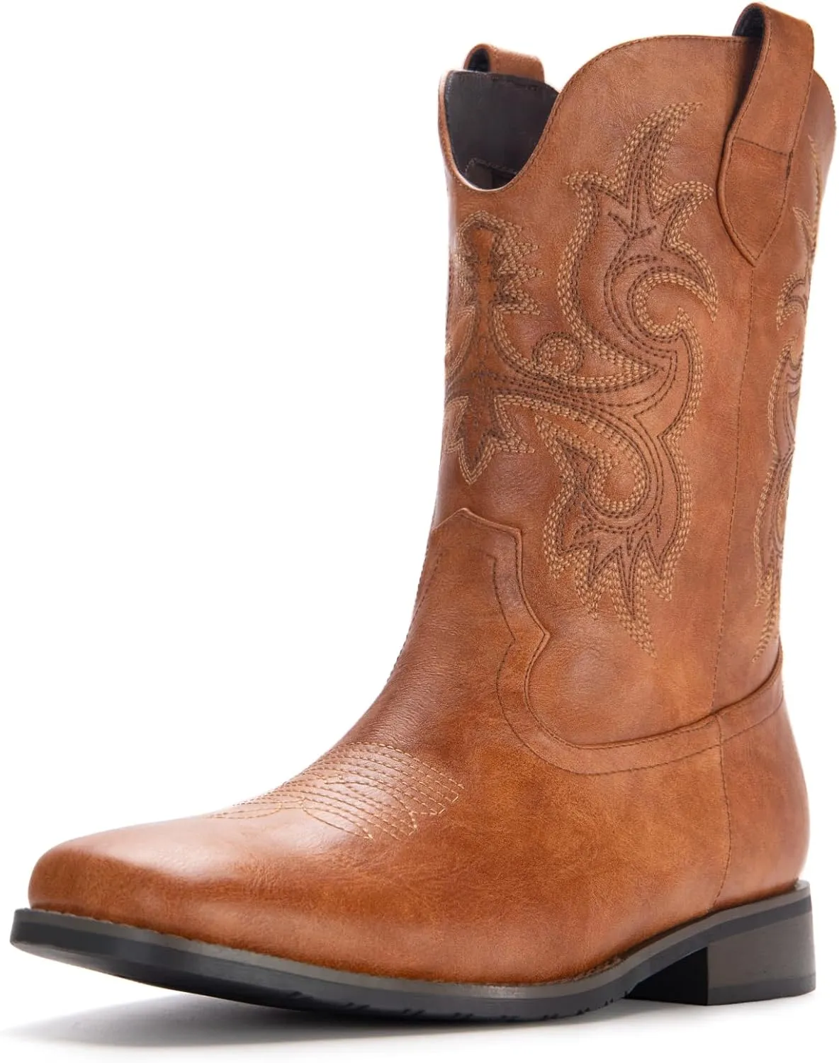 Cowboy Boots for Men Western Boots with Classic Embroidered Square Toe Men's Cowboy Boot Traditional Western Boots Chunky Heel Country Boot Durable Work Boots