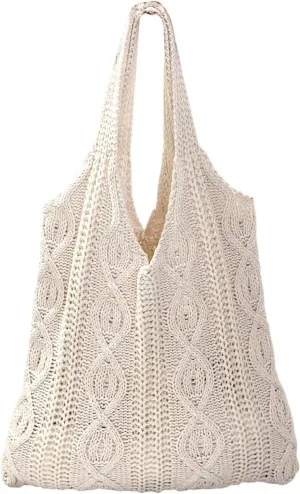 Crochet Tote Bag Beach Mesh Knitted Bag Large Aesthetic Shoulder Bag Handbags Hobo Hollow Bag for Wome