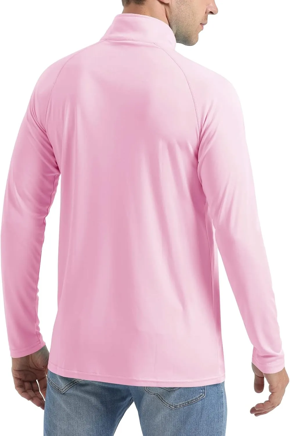 CRYSULLY Men's Long Sleeve 1/4 Zip Shirts Sun Protection Pullover UPF 50  Rash Guard Running Lightweight T Shirt