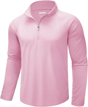 CRYSULLY Men's Long Sleeve 1/4 Zip Shirts Sun Protection Pullover UPF 50  Rash Guard Running Lightweight T Shirt