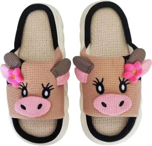 Cute Cow Slippers for Women, Indoor House Slippers, Platform Sole