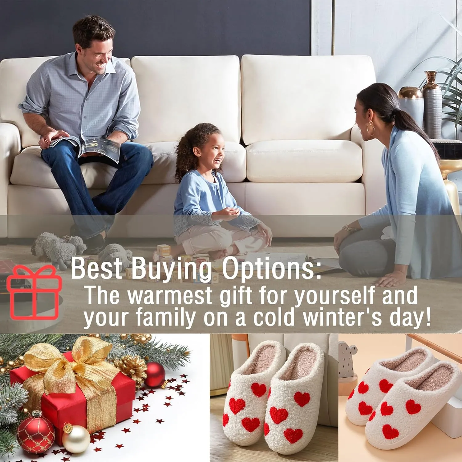 Cute Heart Slippers for Women Men,White Soft Curly Indoor Slippers,Polar Fleece Lined,Cozy House Indoor Outdoor Shoes，Mother's Day Gift