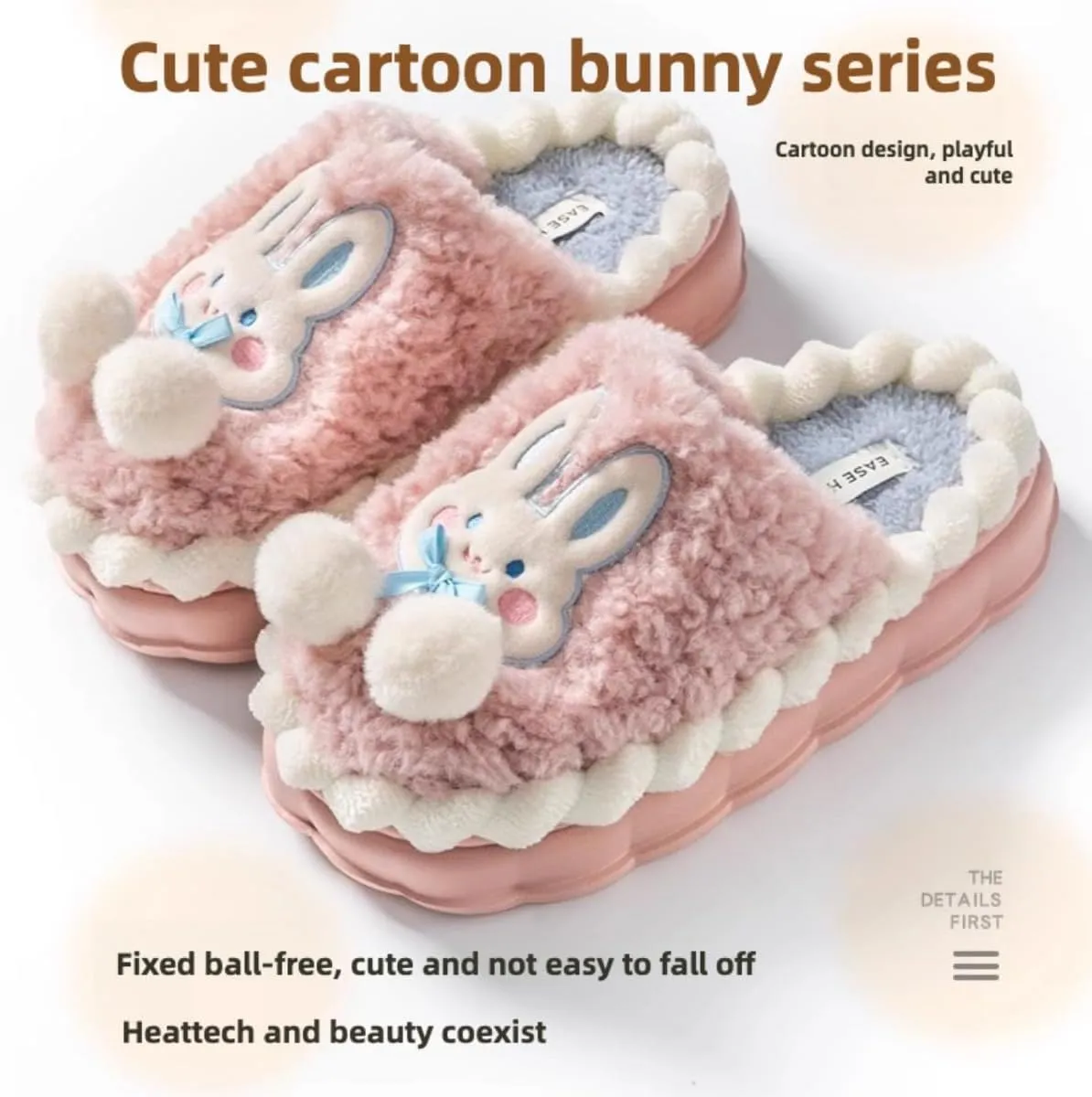 Cute Rabbit Cotton Slippers for Women - Warm Indoor Home Shoes with Thick Sole & Fuzzy Lining | Postpartum Comfort
