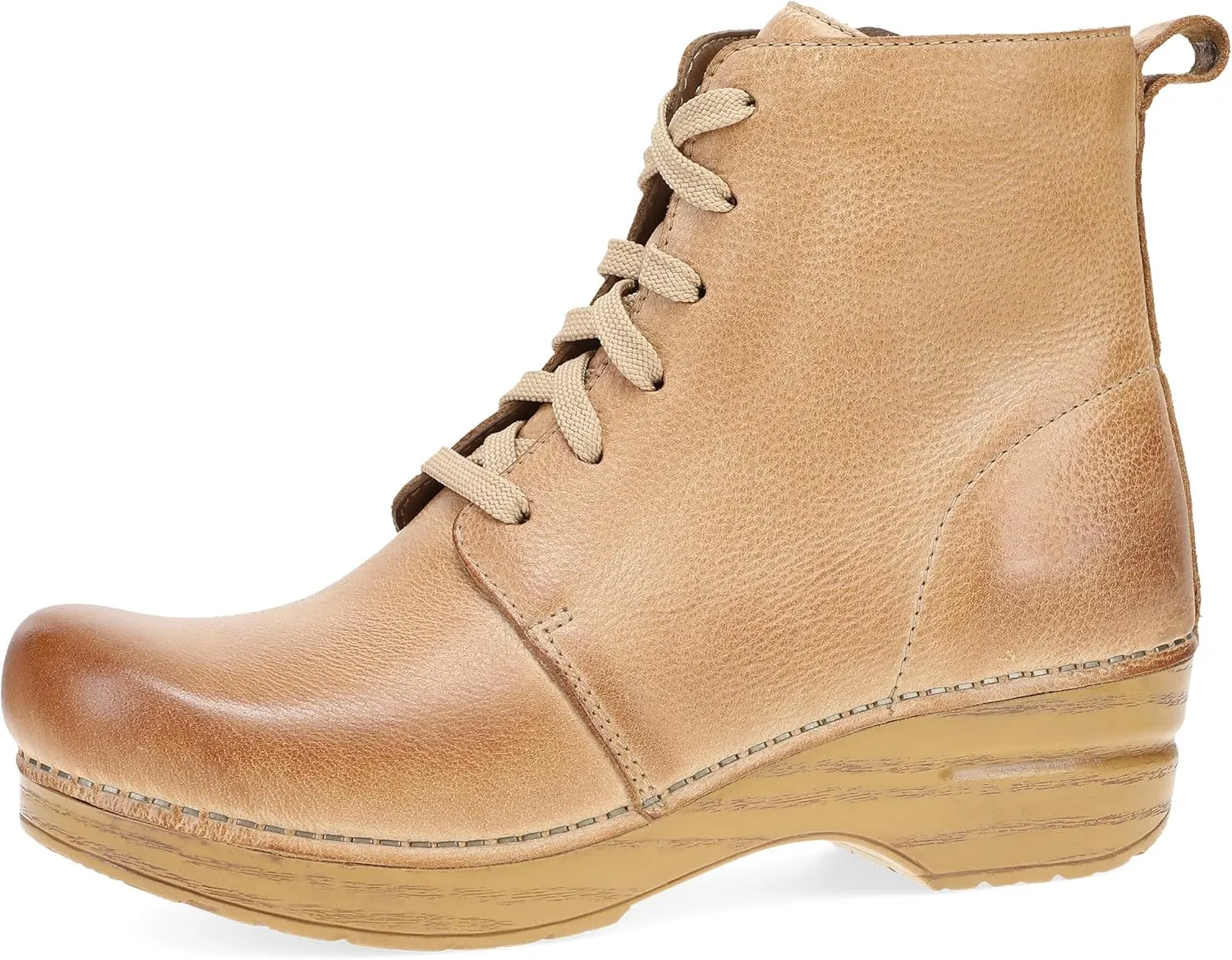 Dansko Sigourney Classic Stapled Clog in Lace-Up Boot Style for Women - Anti-Fatigue Rocker Bottom Promotes Forward Foot Motion