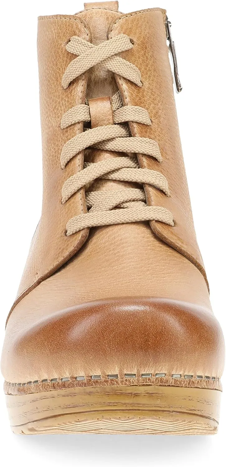 Dansko Sigourney Classic Stapled Clog in Lace-Up Boot Style for Women - Anti-Fatigue Rocker Bottom Promotes Forward Foot Motion