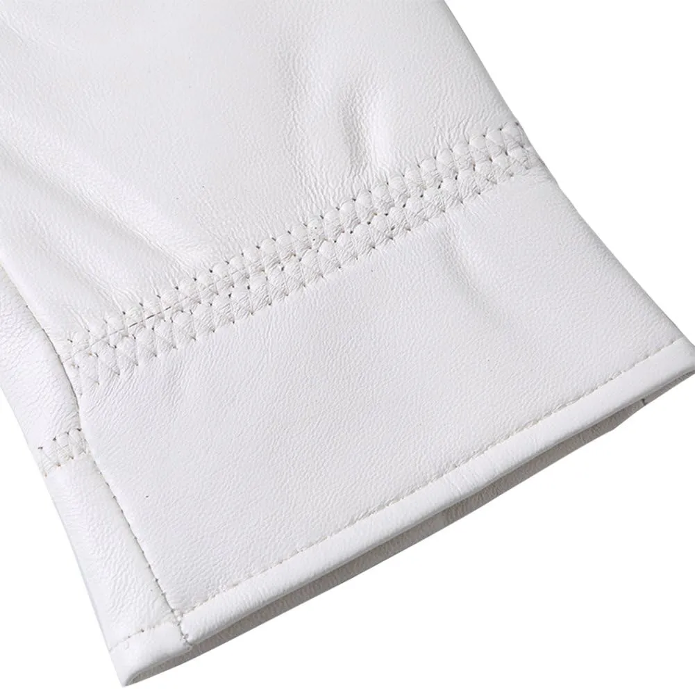DID Men's Soft Genuine Lambskin Leather Winter Warm Policeman Hunting White Gloves