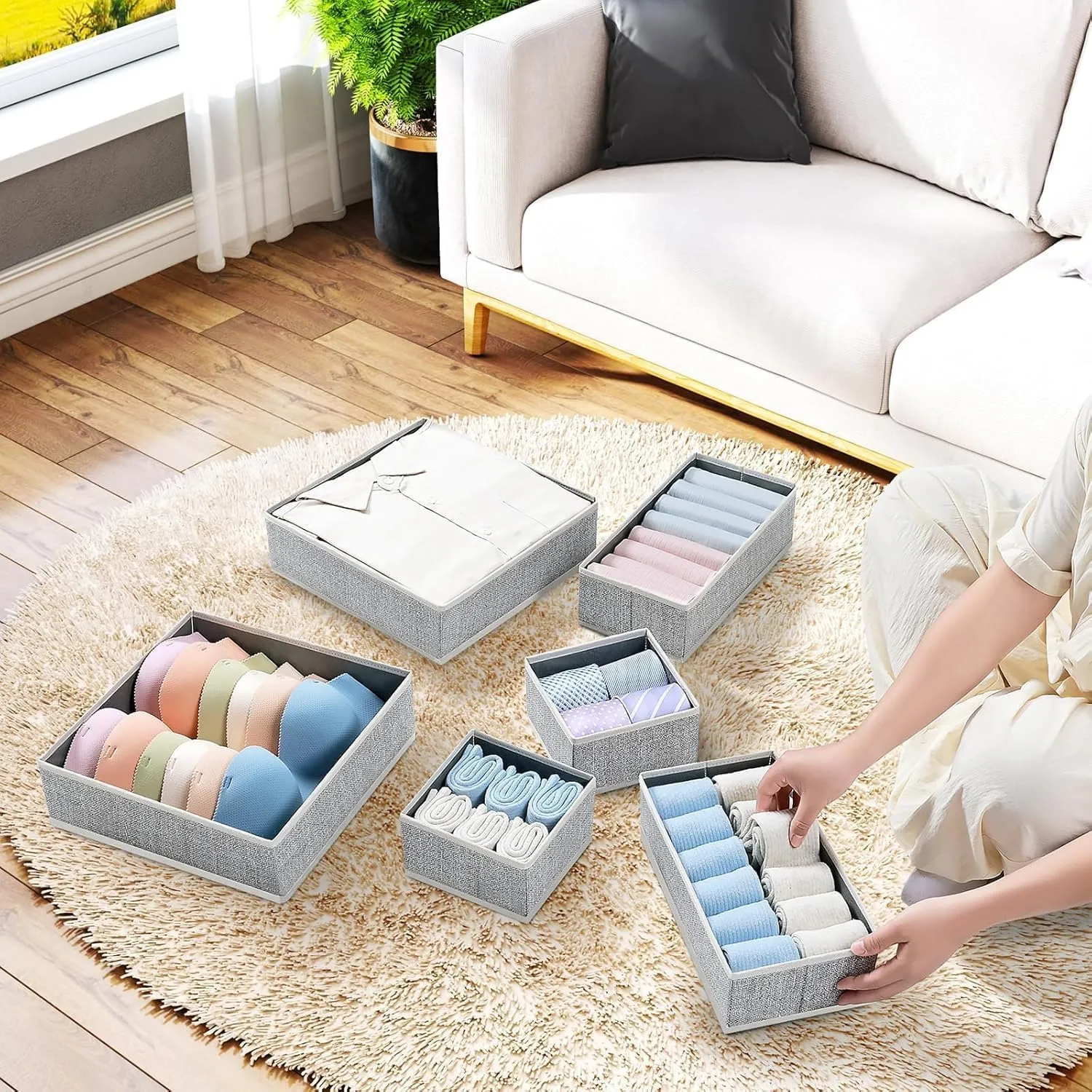 DIMJ Drawer Organizer Clothes - 12 Pack Baby Dresser Organizer for Nursery, Fabric Baby Clothes Organizer Nursery Organization for Sock Underwear Bra Tshirt, Foldable Closet Drawer Organizer Bedroom