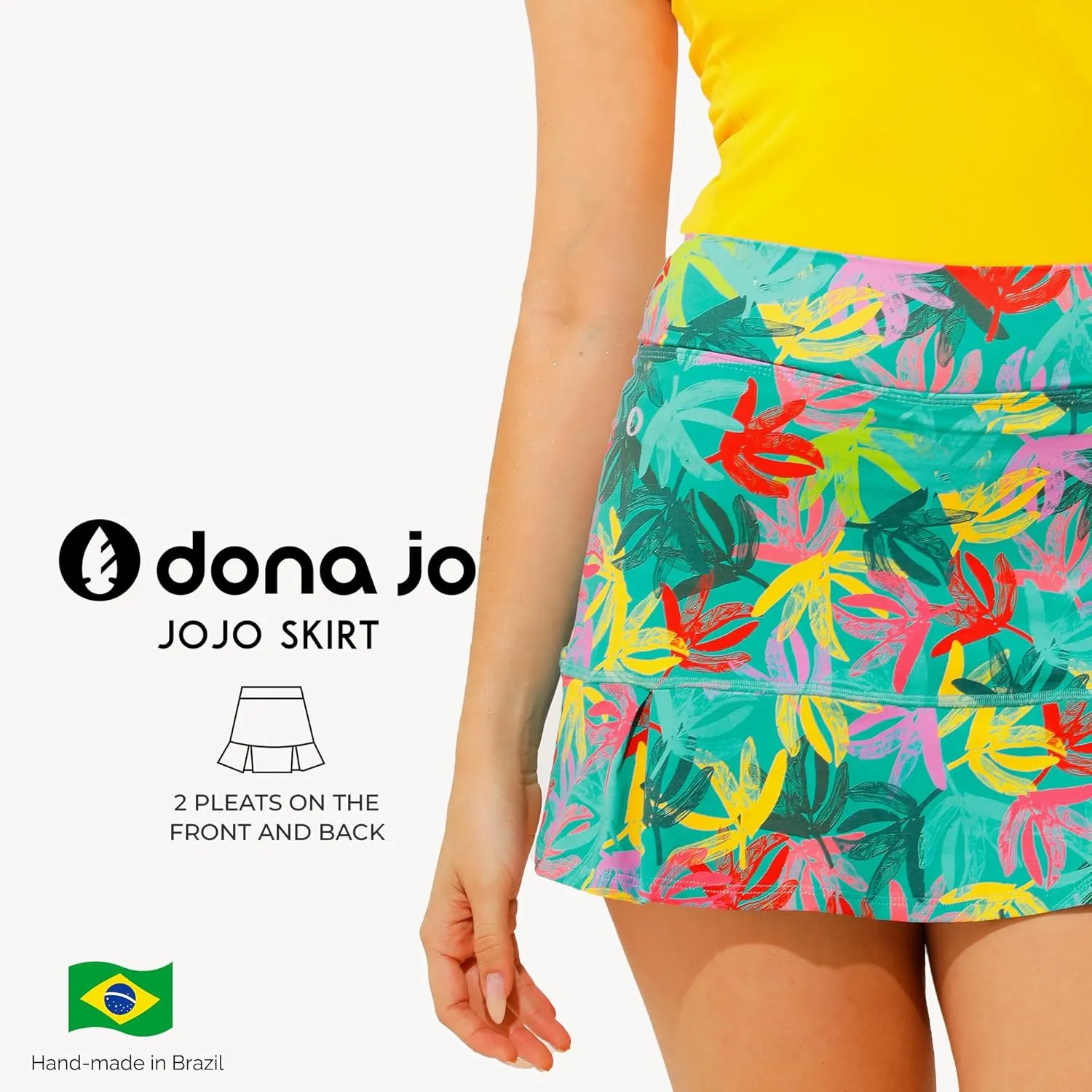 Dona Jo Official JoJo Women Skirt - Pleated Tennis Skirt w/Shorts & Built in Deep Pockets, Active Wear Clothing