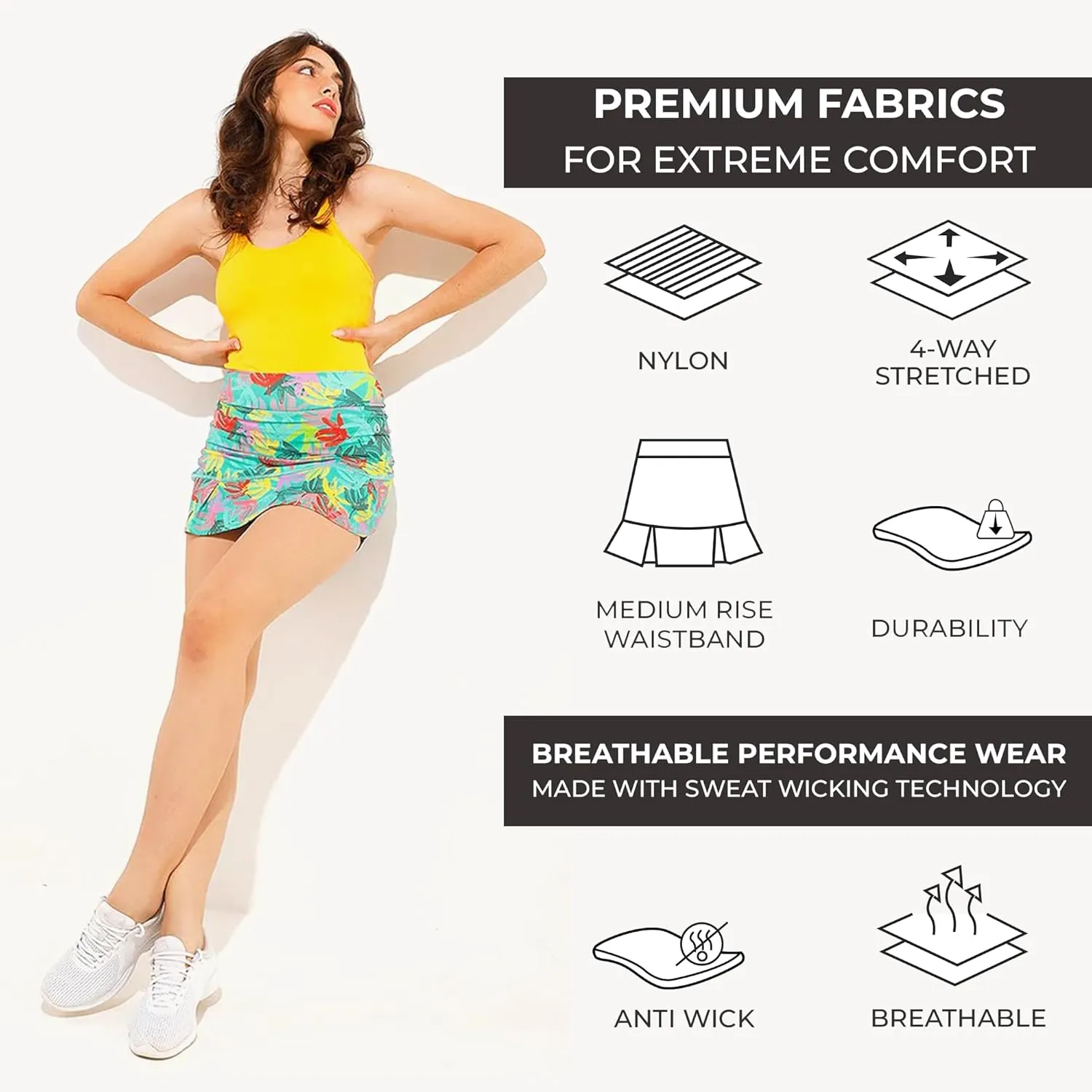 Dona Jo Official JoJo Women Skirt - Pleated Tennis Skirt w/Shorts & Built in Deep Pockets, Active Wear Clothing